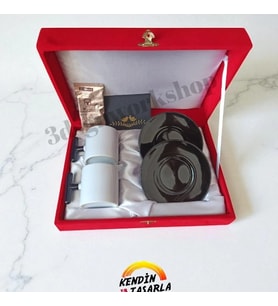 Kişiye Özel Kadife Kutulu Siyah T Kulp Fincan Takımı 2li (Not Yazılabilir)