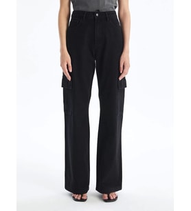 Kargo cep jeans pantolon siyah