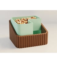 3D Baskı Fıstık Kasesi - Çift Hazneli Kabuk Ayırıcı Sunum Kasesi - Kahverengi Mint