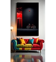 TELEFON KULUBESİ VE BİSİKLET Ev Duvar Salon Güzellik Salonu Ofis Dükkan Dekarasyon kanvas tablo (Çok Renkli)