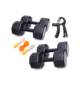 PS SPOR  2 Lİ DAMBIL SET 8 KG 2 ADET 10 KG 2 ADET SAYAÇLI AYARLANABİLİR EL YAYI + SAYAÇLI ATLAMA İPİ
