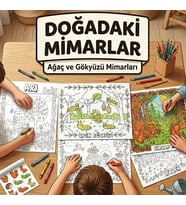 Çocuk Boyama Kitabı Eğitici Çocuk Aktivite Kitabı A4 11 Sayfa Çocuk Boyama Etkinliği Doğadaki Mimarlar Seri 1