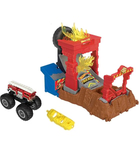 Hot Wheels - Hot Wheels Monster Trucks Arena Degli Scontri Sfida Bersaglio Infuocato Con 5-Alarm, Tr