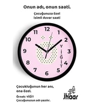 İsme Özel Ö Harfli Pembe Çocuk Odası Duvar Saati Orta Boy 30 cm Siyah Camlı Sessiz