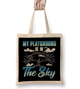 Cute & Funny My Playground Is In The Sky Skydiving Bez Çanta Uzun Saplı