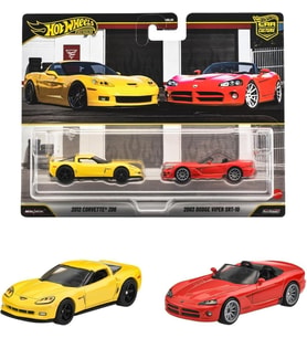 1:64 Hot Wheels Premium Car Culture 2'Li Paket 2002 Corvette Z06-2003 Dodge Viper Srt-10 Jhw54