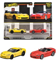 1:64 Hot Wheels Premium Car Culture 2'Li Paket 2002 Corvette Z06-2003 Dodge Viper Srt-10 Jhw54