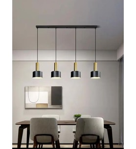 Rsylight Retro Metal Masa Üstü Dekoratif Rustik 4 Lü Siyah Gold Sıralı Avize