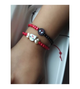 Hello Kitty ve Spiderman Figürlü Kum Boncuk 2'li Çocuk Bileklik