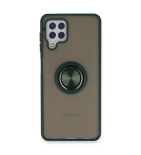 Samsung Galaxy A22 Kılıf Montreal Yüzüklü Silikon Kapak - Yeşil