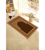EVDEYA Dijital Baskılı Yıkanabilir Silinebilir Modern Namazlık Seccade 70x130 cm, SECCADE-7-KAHVERENGİ, (Kahverengi)