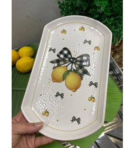 Limonlu Porselen Orta Sunum Tabağı Oval 30x18 cm
