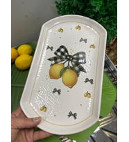 Limonlu Porselen Orta Sunum Tabağı Oval 30x18 cm