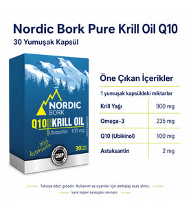 Nordic Bork Pure Krill Oil Q10 Krill Yağı 30 Yumuşak Kapsül