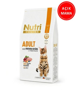 Nutri Feline Glutensiz Tavuklu Düşük Tahıllı Yetişkin Kedi Maması 1 kg AÇIK