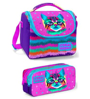 Coral High Mor Kedi Kız Çocuk Beslenme Çantası Seti