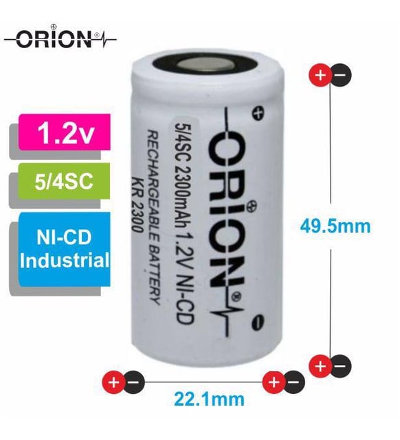 Orion 1.2V Ni-Cd 5/4SC 2300mAh Şarj Edilebilir Pil