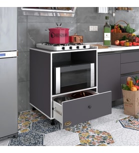 Kenzlife ocak dolabı nevresel gri 85*70*60 XLARGE çekmeceli hazır mutfak klasik setüstü ocak için sabit tabla (Karışık)