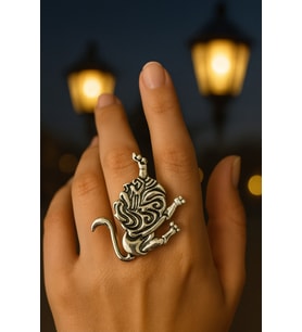 Aslan Burcu Simgeli Unisex Ayarlanabilir Metal Yüzük