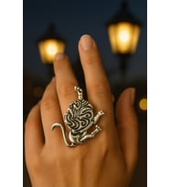 Aslan Burcu Simgeli Unisex Ayarlanabilir Metal Yüzük