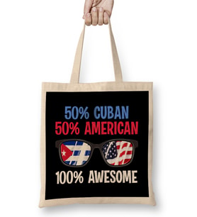 Patriotic 50% Cuban 50% American %100 Awesome Bez Çanta Uzun Saplı
