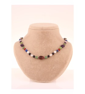 Aventurin-Pembe Kuvars-Obsidyen-Lapis-Havlit-Yeşim-Ametist Kız Öğrenci Kolye