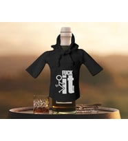 BK Gift Fcuk Tasarımlı Mini Siyah İçki Şişesi Tişörtü , Viski, Şarap, Votka, Rakı Şişesi Tişörtü-4