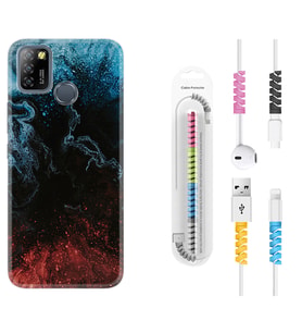 INFINIX Smart 4 5 6 Zero 8 S5 Pro Kılıf Kablo Koruma Spiral Silikon Red Blue Black Abstact 1386