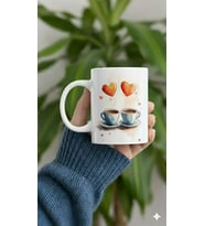 "Love Aşk" Sevgililer Günü Özel Hediye Tasarımlı Porselen Kupa Bardak (Beyaz)