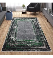 Gri Abstract Desen Yıkanabilir Kaymaz Taban Leke Tutmaz Modern Salon Halısı ve Yolluk
