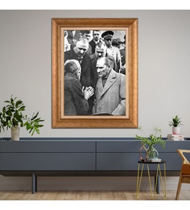 Altın Paspartulu Atatürk  Çerçeveli Tablo C100 (Gold)