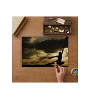 Ninja Günbatımı Tasarımı 240 parça Ahşap Puzzle Ahşap Kutuda MP00934