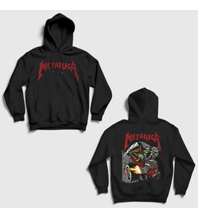 Presmono Unisex Siyah Metallica Cincinnati Print Brandon Heart Sırt Baskılı Kapüşonlu Sweatshirt 517290tt