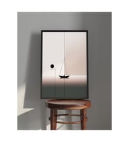 Tablo  Ahşap Çerçeveli Tablo  Çerçeveli Poster  Kayık, Deniz Temalı Tablo, Minimal, Soyut Tablo (Karışık)