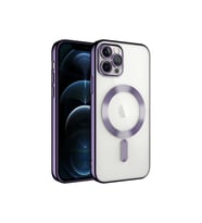 Apple iPhone 13 Pro Uyumlu Kılıf Kamera Korumalı M-safe Wireless Şarj Özellikli Zore Demre Kapak (Koyu Mor)