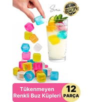 12'li Renkli Buz Küpü Kalıbı Aşınmaya Dayanıklı Tükenmez Viski Küpleri Plastik Yıkanabilir Silikon