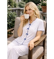 Kadın 01668 Kısa Kol Kaşkorse Pijama Takımı