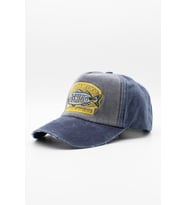 Vintage Eskitme Balık Logolu Denim Şapka  San Francisco Trucker Kep (Lacivert)
