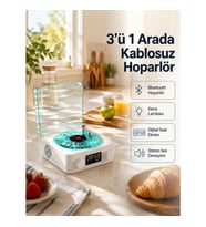 Mey İthalat® Bluetooth Hoparlör – 3-ü-1 Saatli Gece Lambası ve Vintage Tasarım
