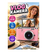 48 MP Dijital Vlog Kamera – Flip Ekran, 18x Zoom, Autofocus ve 1080P Video