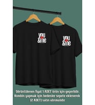 Kişiye Özel Sen & Ben ve Tarih Baskılı Unisex Sevgili Eş,Çift Kombini Sevgiliye Eşe Hediye T-shirt/Tişört (Siyah)