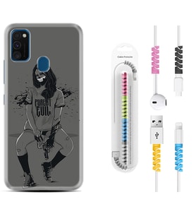Samsung M21 M22 M23 M30 M31S M32 Kılıf Kablo Koruma Spiral Silikon Purest Evil 1627