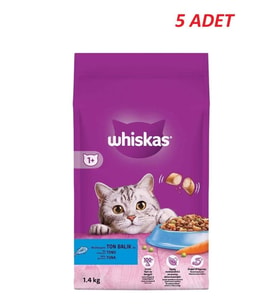 Whiskas Yetişkin Ton Balıklı Kedi Maması 1.4 Kg*5 Adet