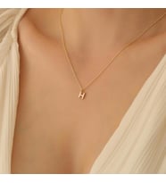 925 Ayar Gümüş Taşlı Minimal Harf Kolye