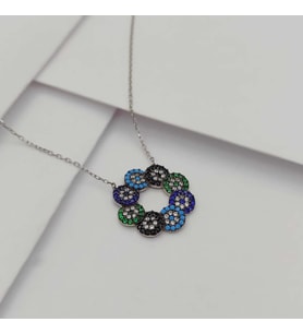 Gümüş Sonsuzluk Model Zirkon Taşlı Kolye 925 Ayar (Karışık)