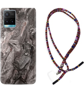 Vivo Y11S Y21S Y20 Y20S Y70 Kılıf Boyun Asklı Rasta Silikon Gri Mermer 1376