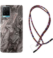 Vivo Y11S Y21S Y20 Y20S Y70 Kılıf Boyun Asklı Rasta Silikon Gri Mermer 1376
