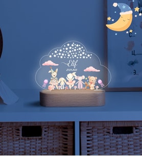 Bulut Detaylı Kız Çocuk Doğum Günü Hediyesi, Hoş Geldin Bebek Hediyesi, Ahşap Gece Lambası ,Yeni Doğan Bebek Hediyesi, Çocuk Odası Gece Lambası