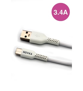 Type-C & USB 3.4 A Şarj Kablosu 1 Metre Beyaz Samsung Oppo Xiaomi Modellerle Uyumlu