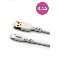 Type-C & USB 3.4 A Şarj Kablosu 1 Metre Beyaz Samsung Oppo Xiaomi Modellerle Uyumlu